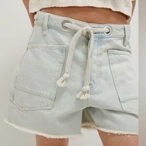Free People We The Free Moxie Denim Jean Shorts Womens 26 Denim Rope Waist NEW